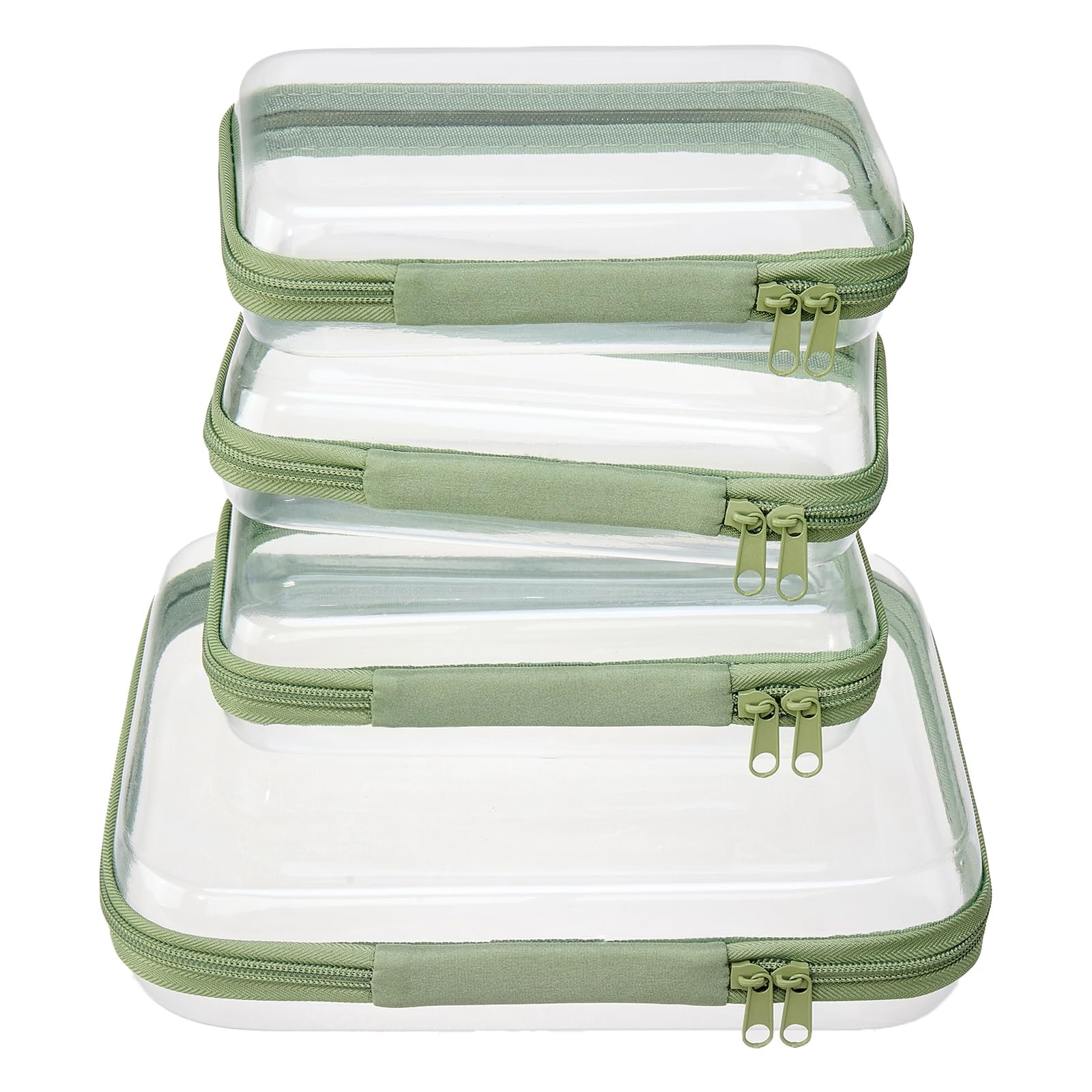 WELPIRT front view of four-piece clear shell set showing stackable design and protection