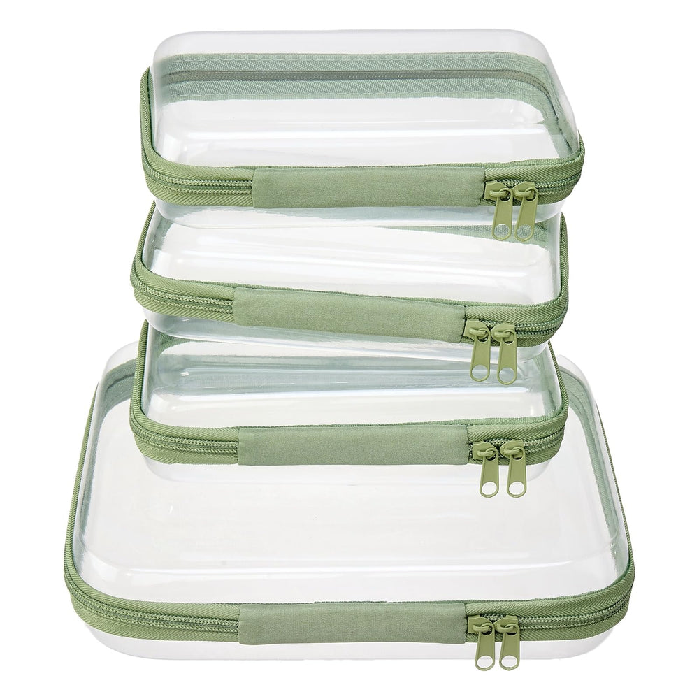 WELPIRT front view of four-piece clear shell set showing stackable design and protection