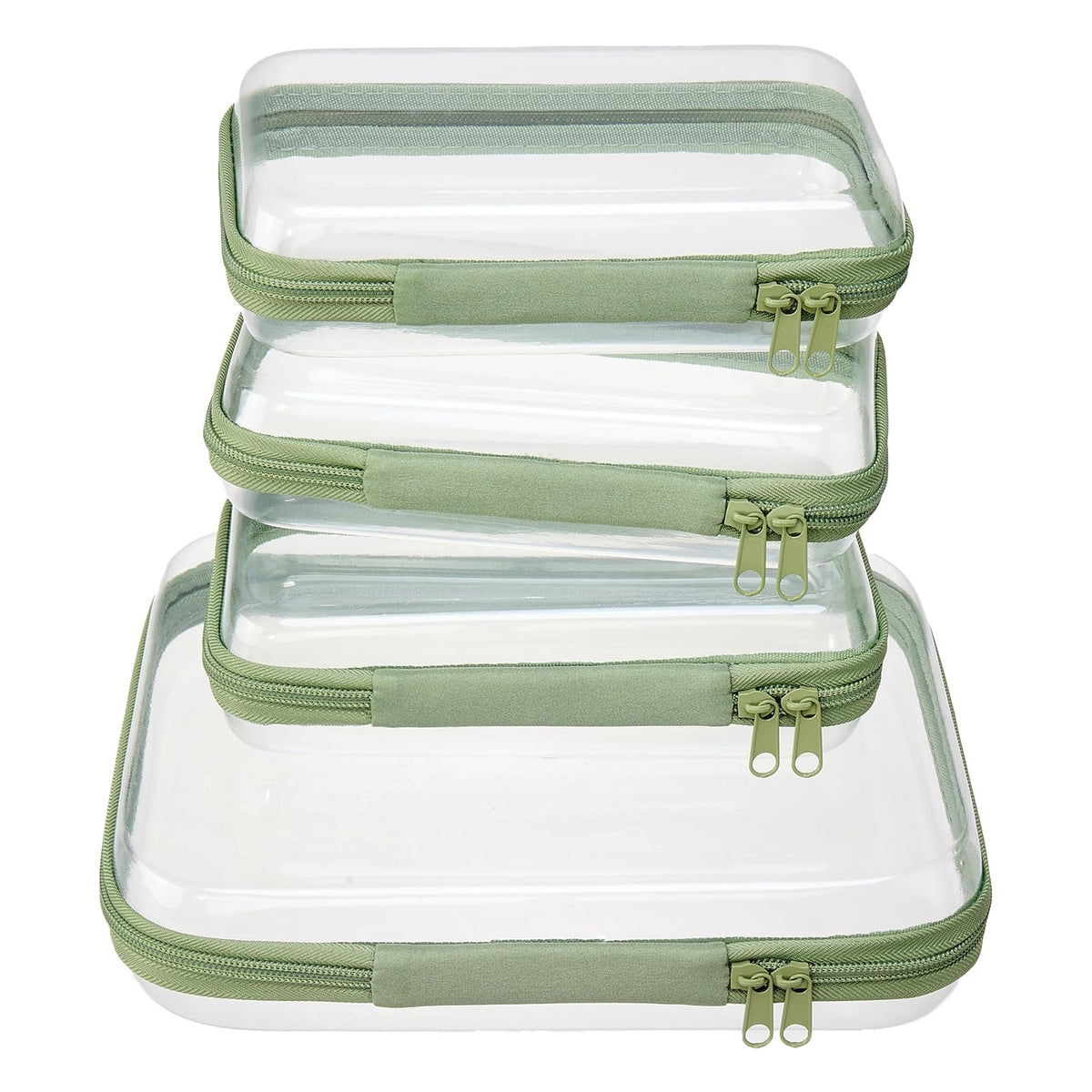 WELPIRT front view of four-piece clear shell set showing stackable design and protection
