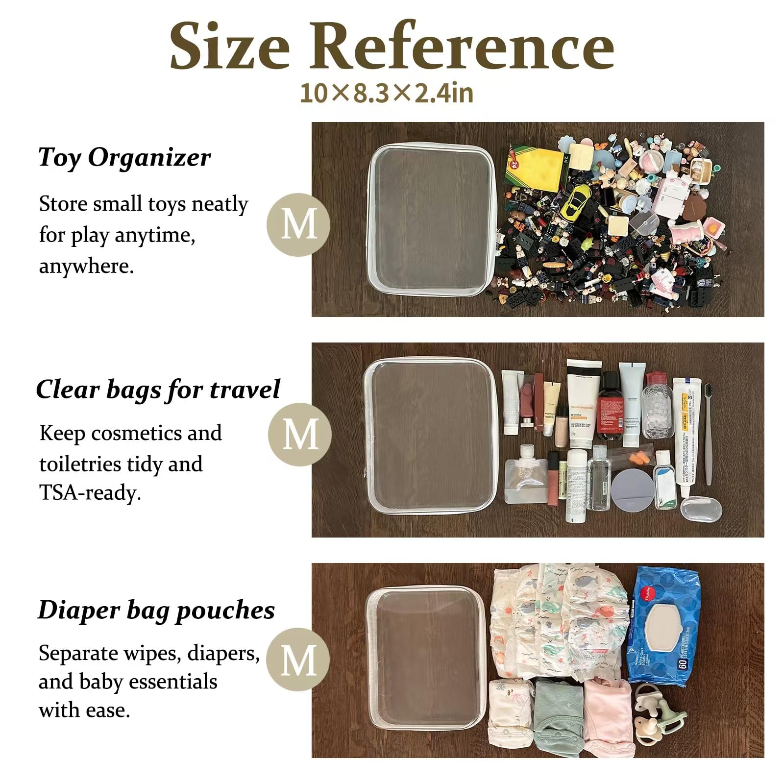 WELPIRT small pouch open with cosmetics showing visibility and order