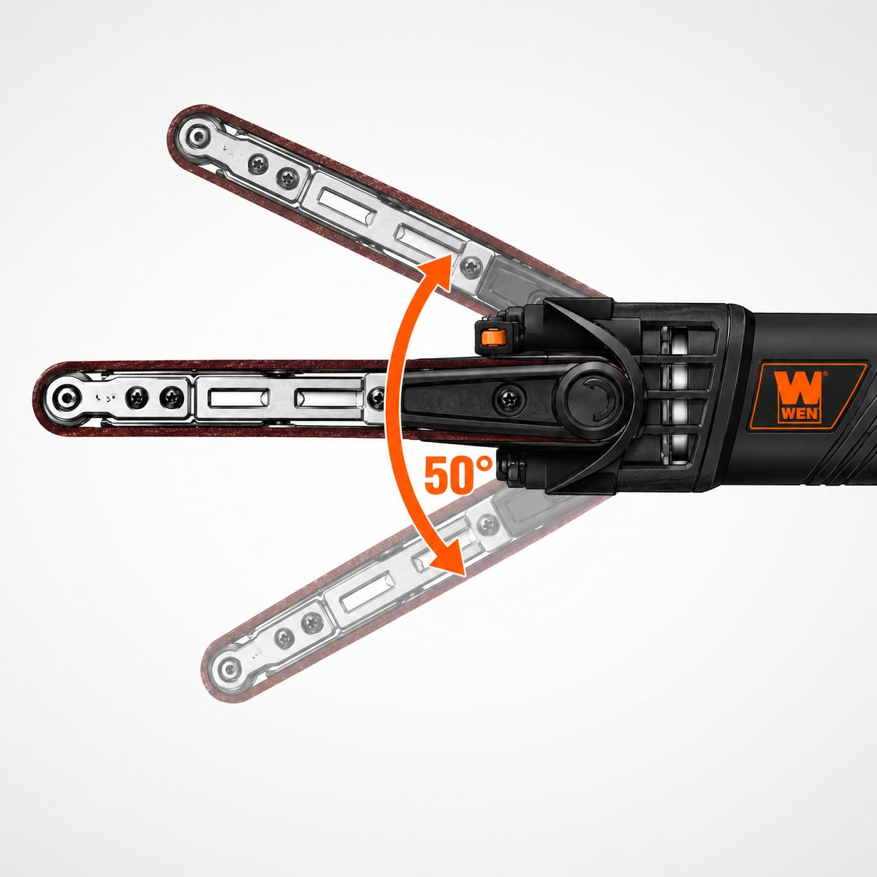 WEN 6307 held in hand illustrating lightweight 2.5 pound design for less fatigue