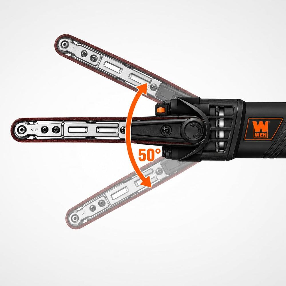 WEN 6307 held in hand illustrating lightweight 2.5 pound design for less fatigue