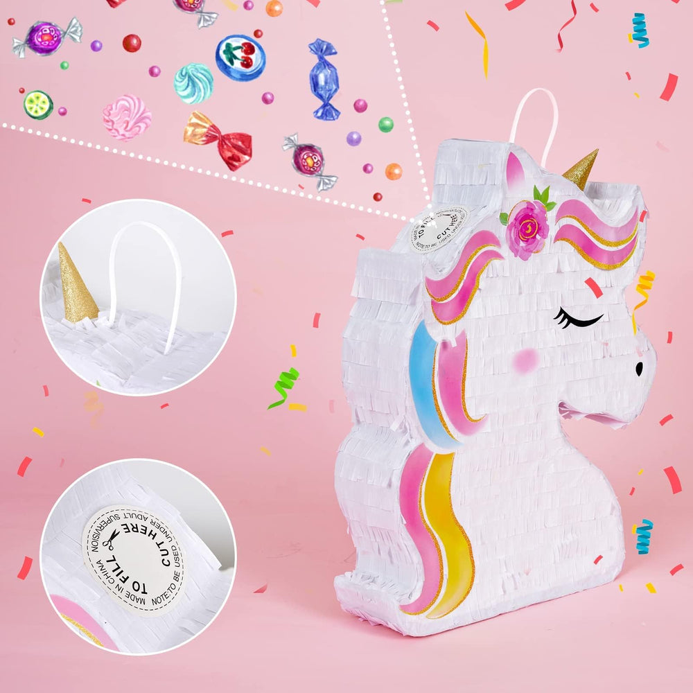 WERNNSAI unicorn piñata open with candy inside illustrating fill capacity