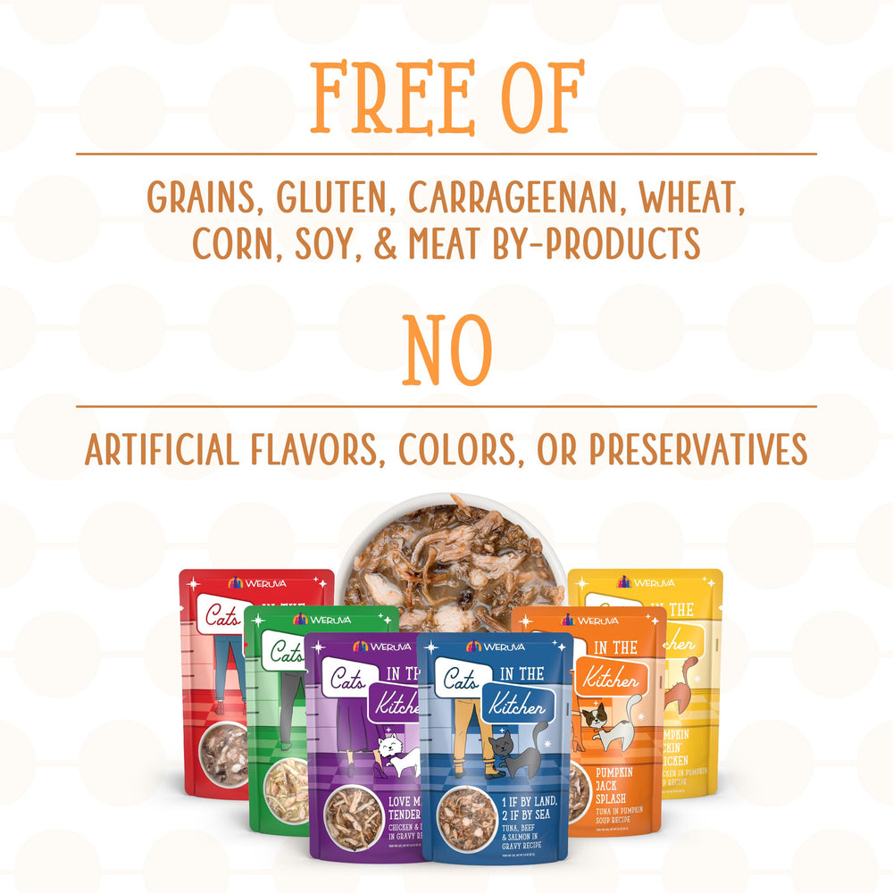Weruva opened pouch poured into bowl showing ready-to-serve wet food benefits