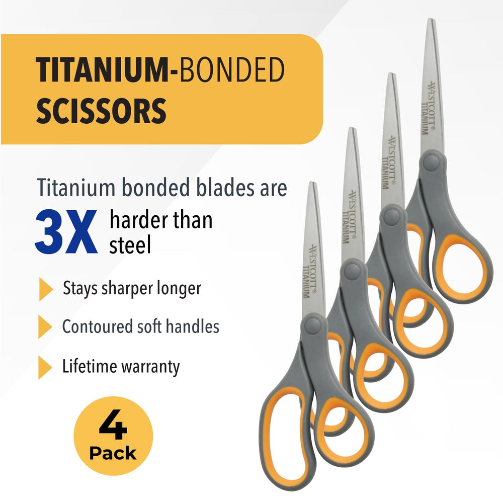 Westcott titanium-bonded blade close-up showing durable sharp edge