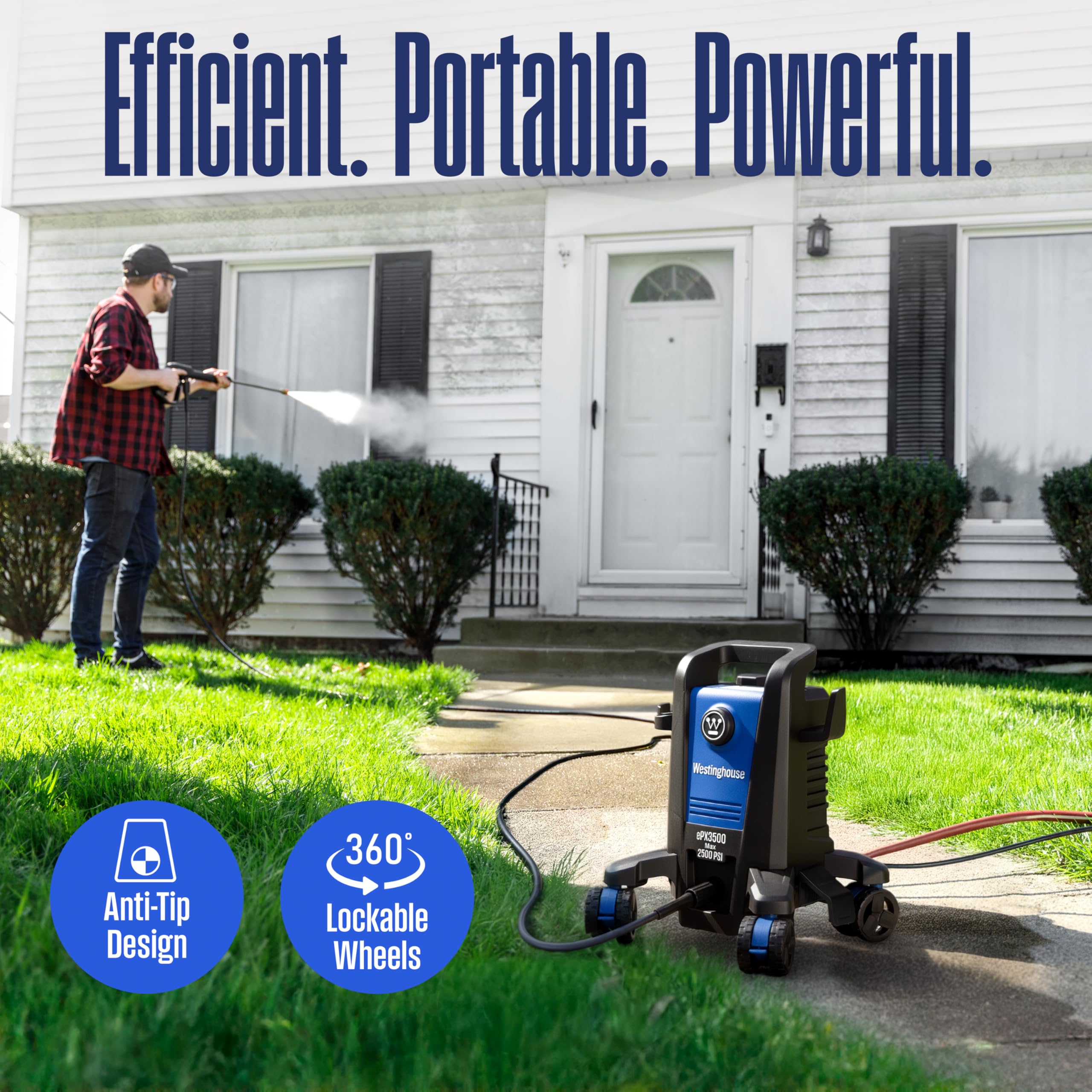 Westinghouse ePX3500 wheel and low-center design improving stability while cleaning