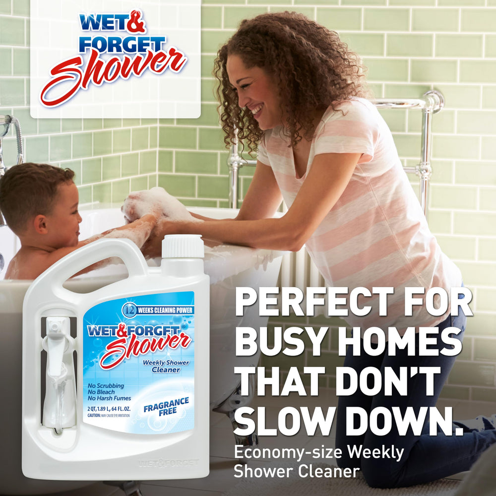 Wet & Forget bottle close-up detail highlighting durable packaging and easy grip benefit