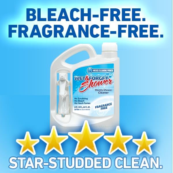 Wet & Forget used on fiberglass shower panel showing gentle cleaning benefit