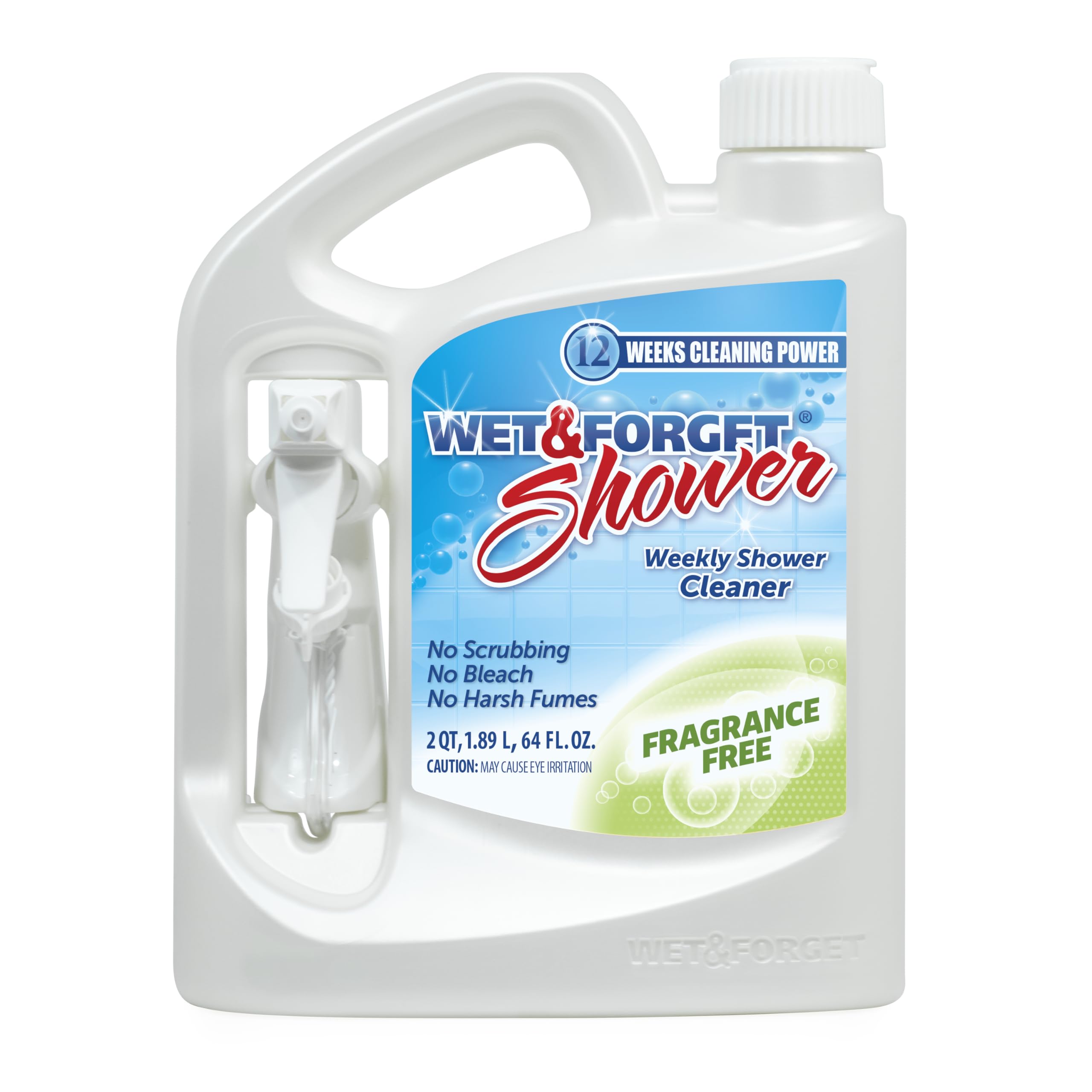 Wet & Forget applied to plastic shower curtain showing safe multi-surface use benefit
