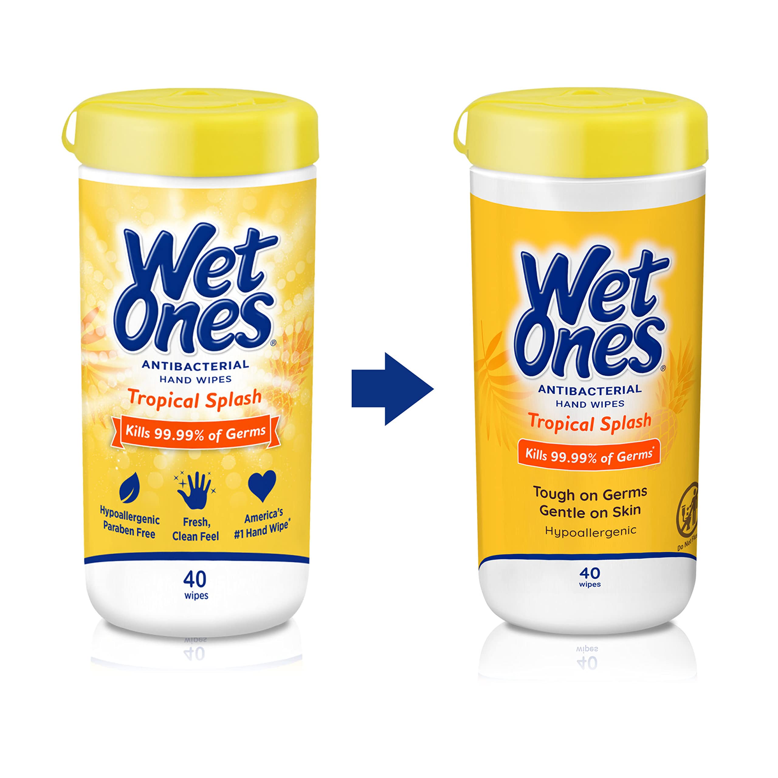 Wet Ones click-top lid open to preserve moisture and convenience