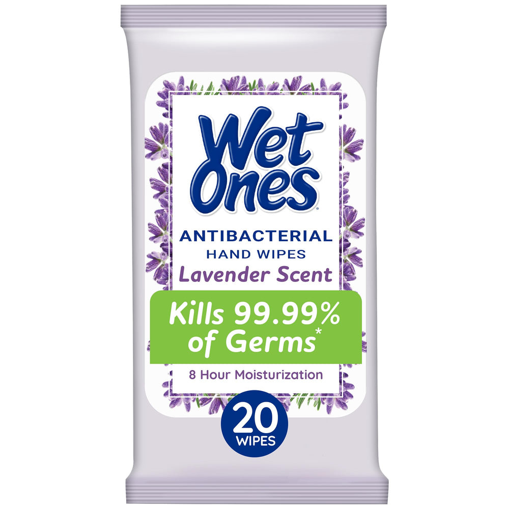 Wet Ones open-top dispensing one wipe for easy single-handed use