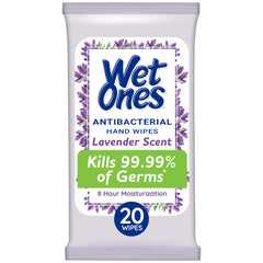 Wet Ones open-top dispensing one wipe for easy single-handed use