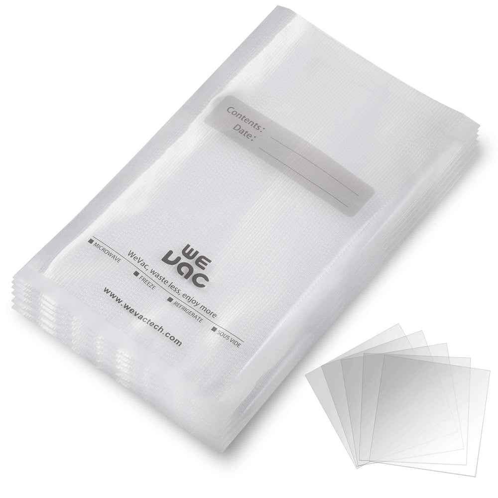 Wevac front packaging showing 11x16 inch 100 gallon bags and labeling for convenience