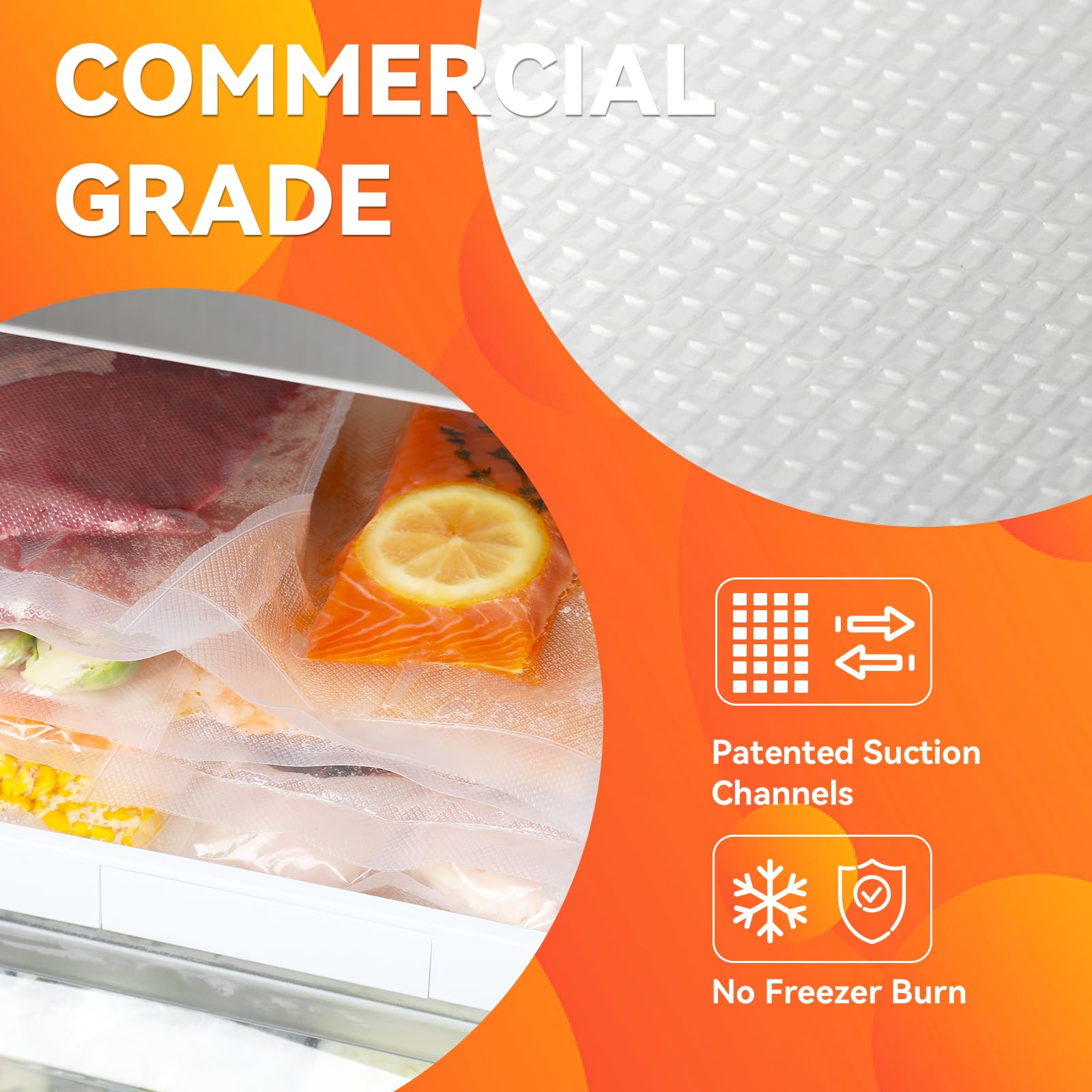 Wevac bag in vacuum sealer with steak inside demonstrating secure air removal benefit