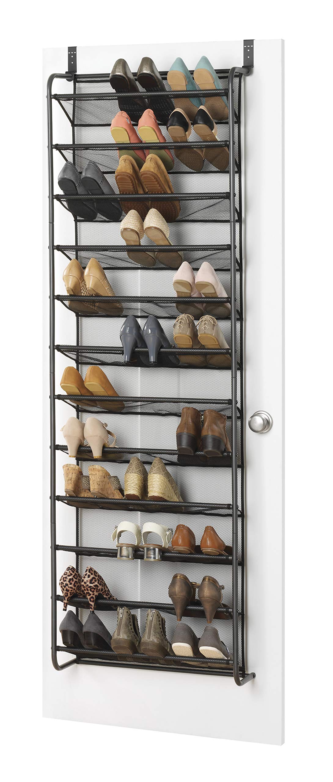 Whitmor front view showing full 12-tier capacity and neat shoe organization