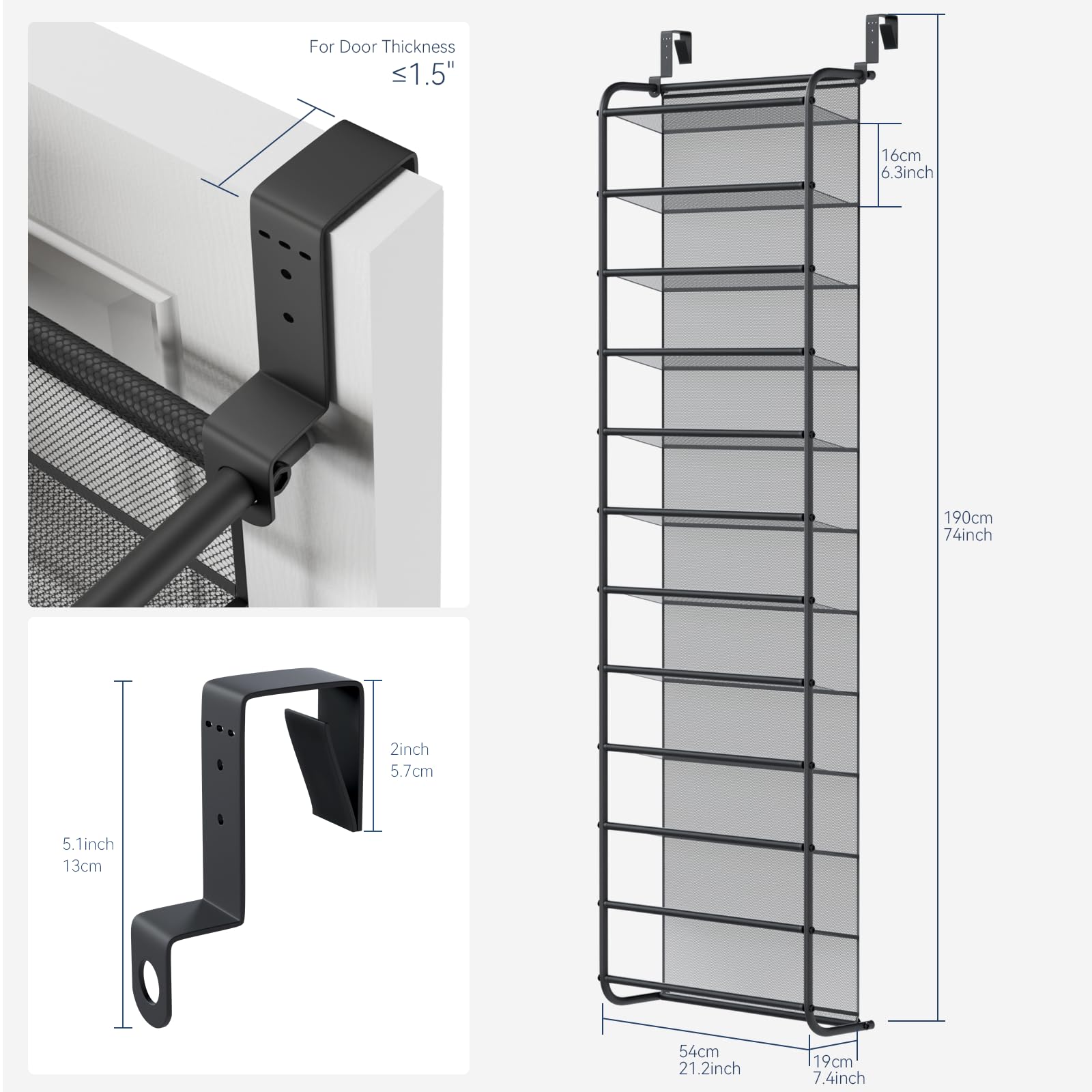 Whitmor hanging shoe rack loaded with shoes in a bedroom for quick access