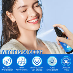 WHLH & WELL-BEING applying spray to feet demonstrating easy targeted coverage