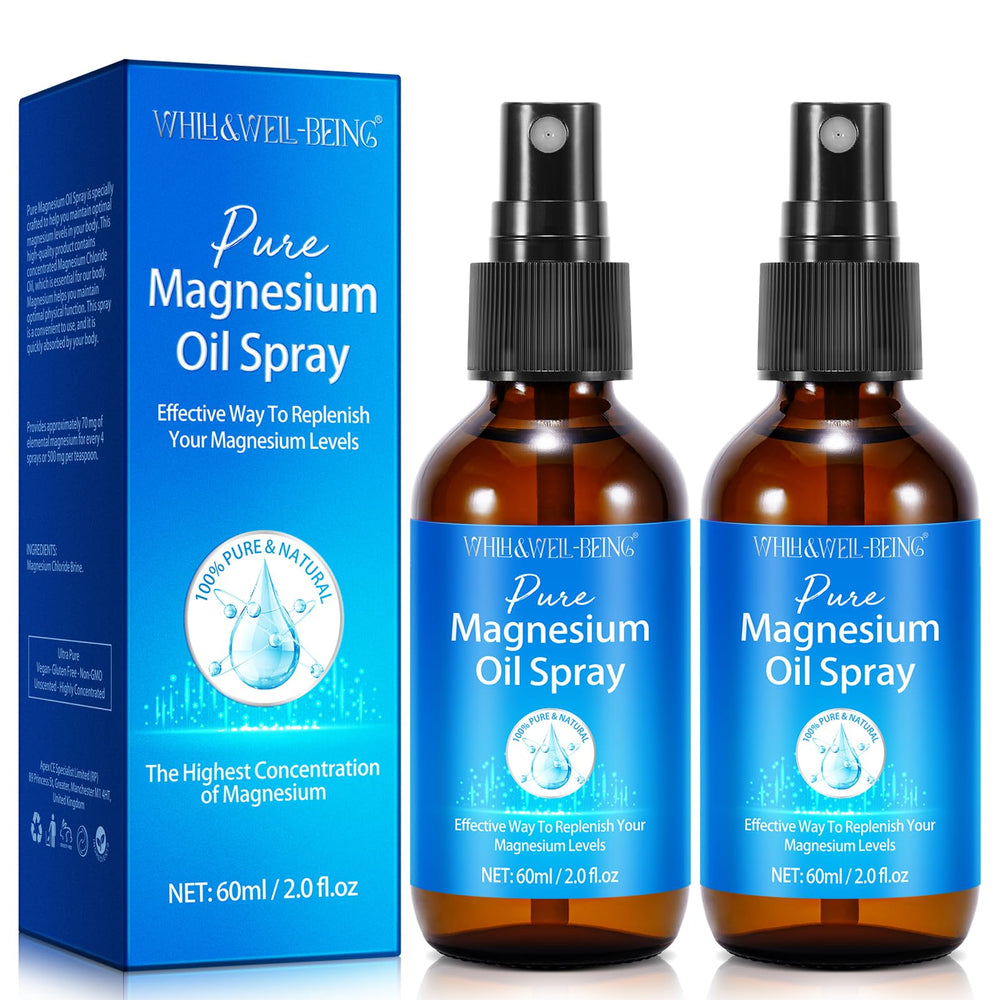 WHLH & WELL-BEING front view of two glass spray bottles for convenient use