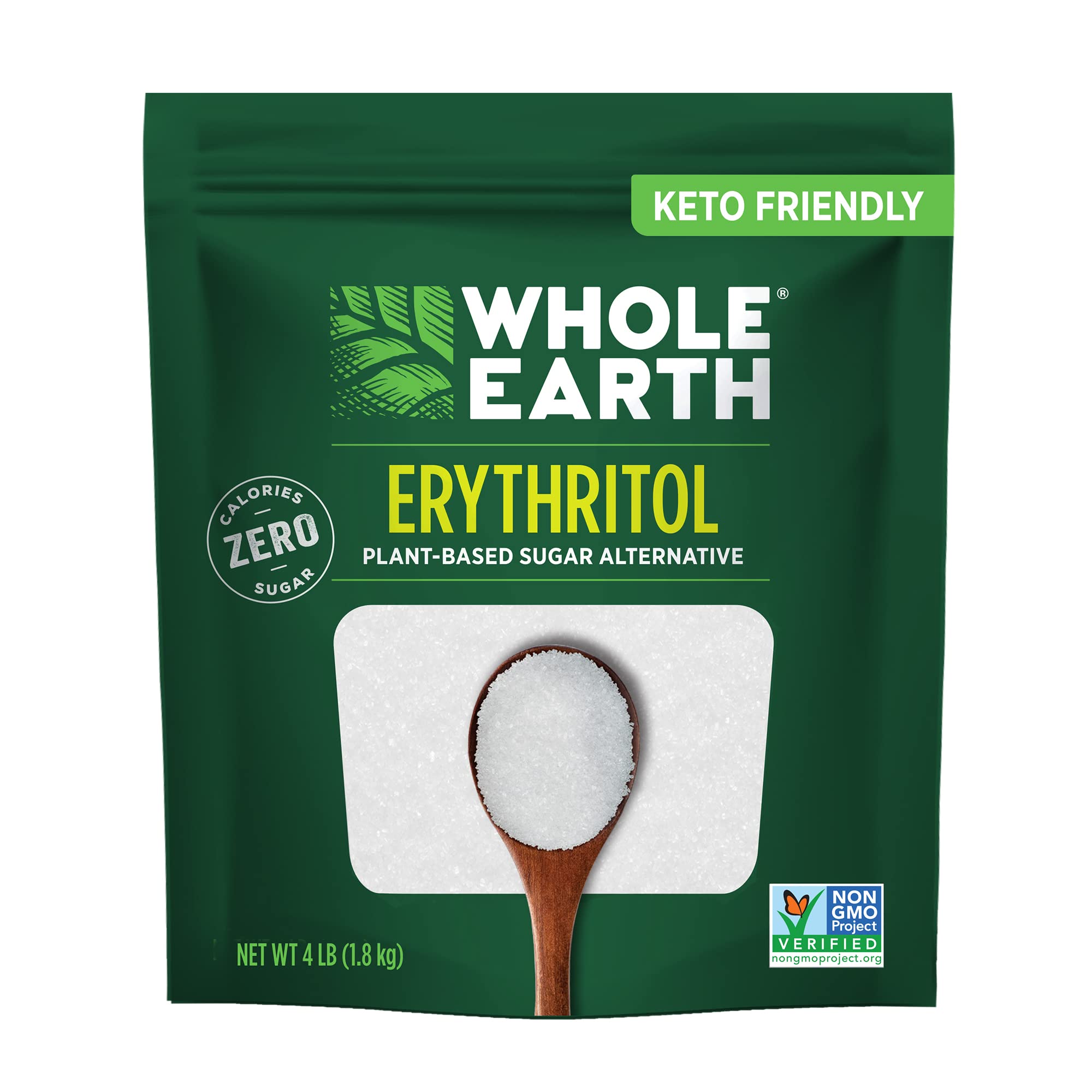 Whole Earth pouch front packaging showing brand and zero calorie benefit
