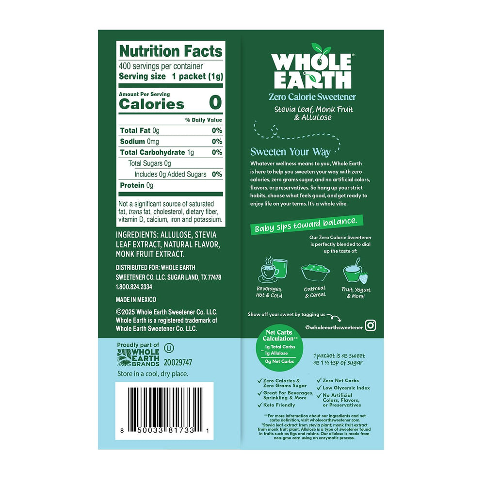 Whole Earth open pouch with individual packets for convenience and portion control
