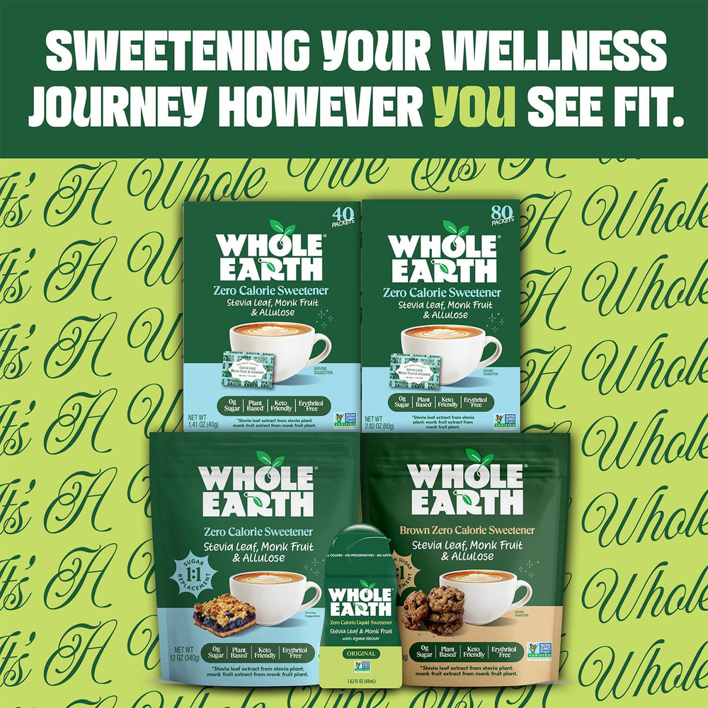 Whole Earth packet poured into coffee dissolving quickly for great taste