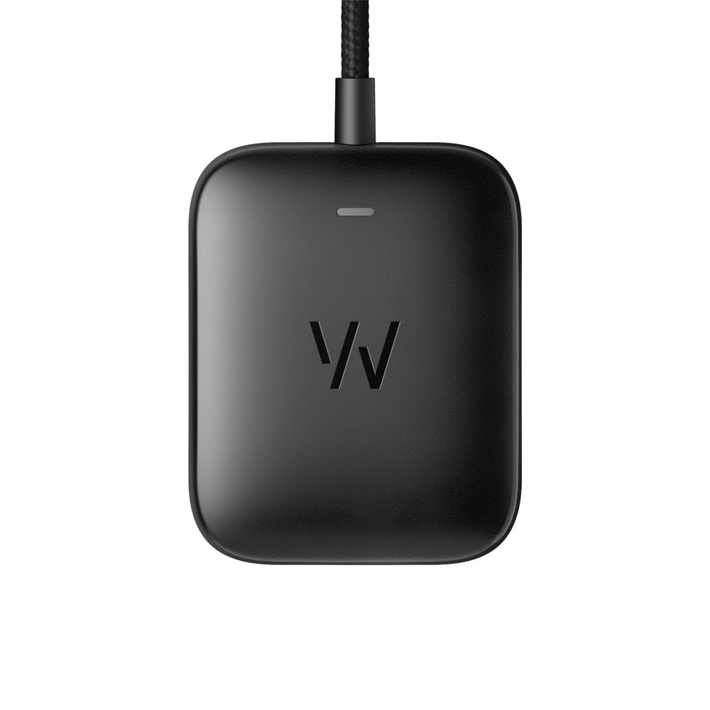 WHOOP basic charger front view showing compact USB‑C cradle and cable for easy charging