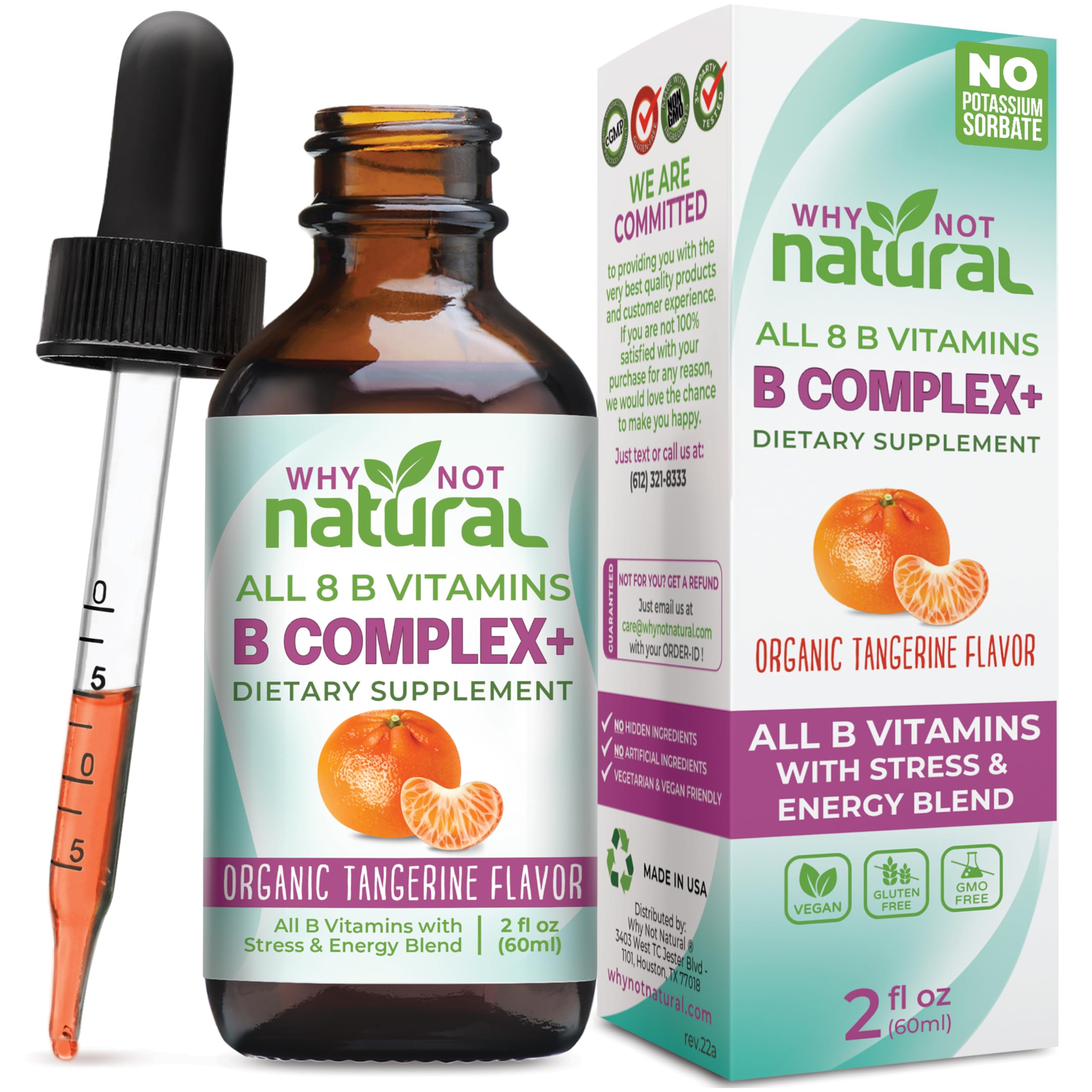Why Not Natural bottle front view showing label and vegan B-complex benefits