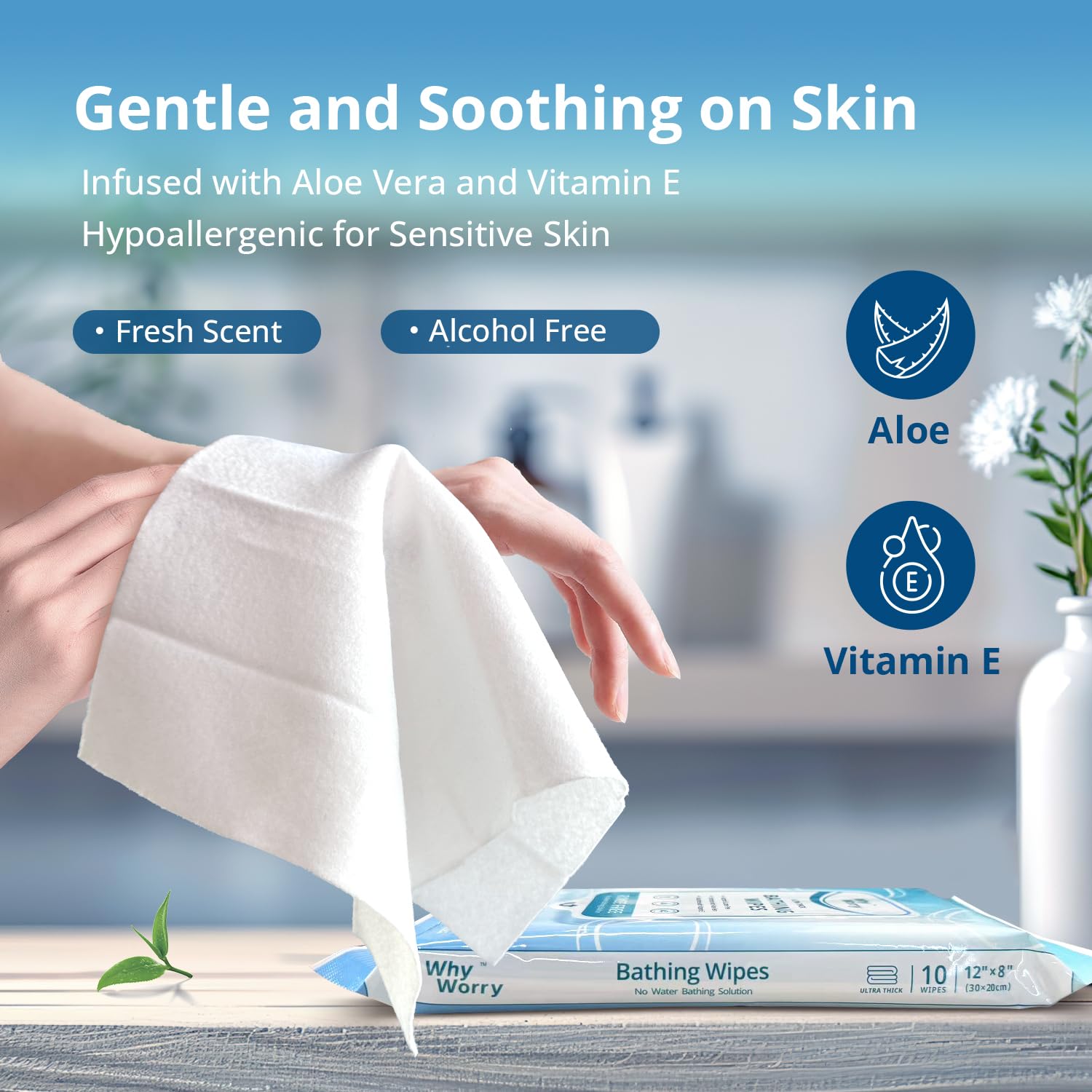 WhyWorry wipe in hand cleansing skin quickly and comfortably
