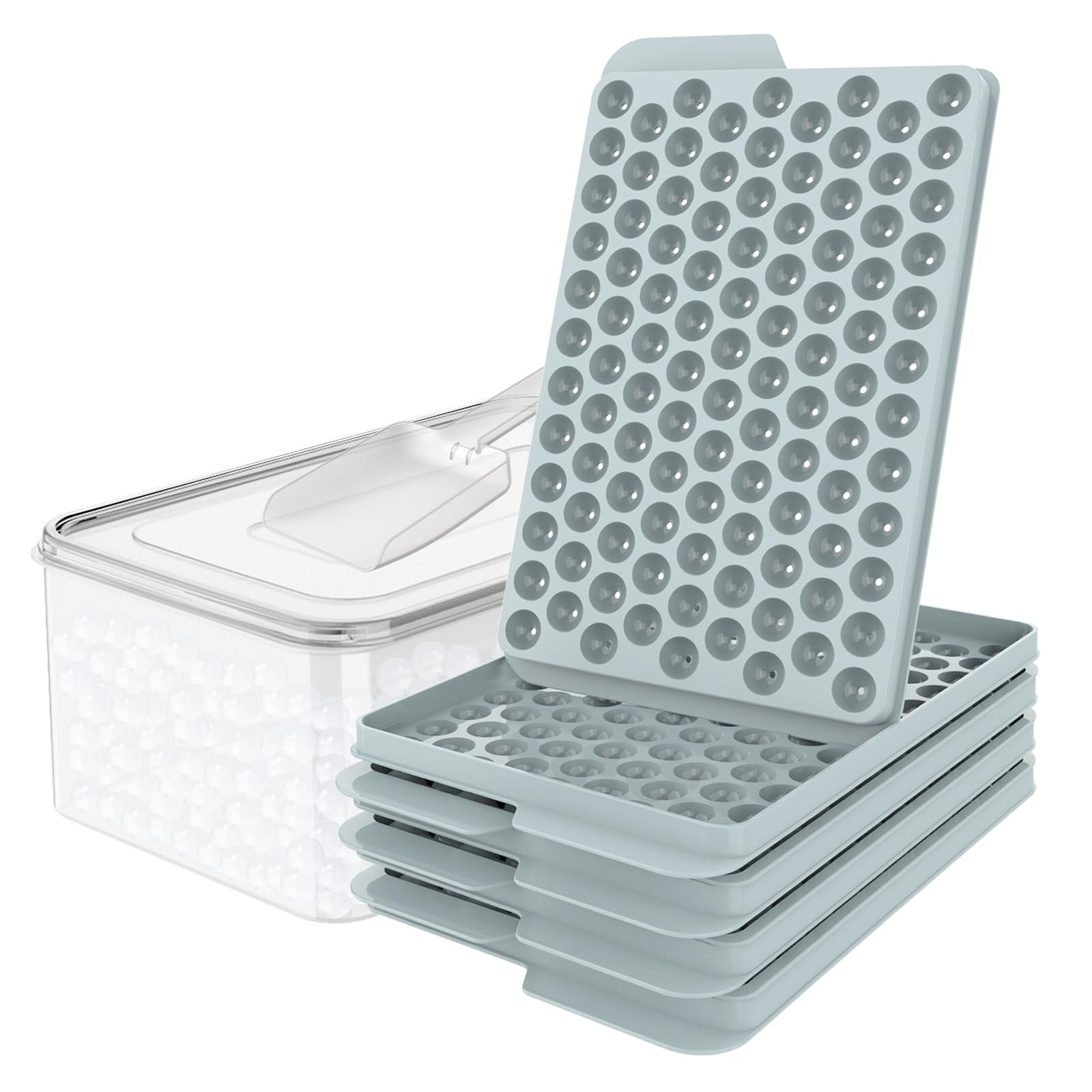 WIBIMEN front view of four trays with lid showing organized freezing convenience