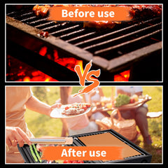 WIBIMEN grill mat in use with vegetables and shrimp, prevents food falling through