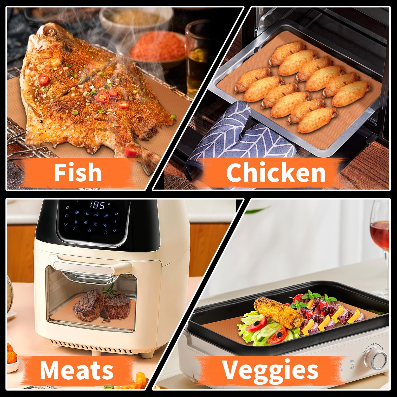 WIBIMEN mats on backyard grill with family cooking, easier cleanup advantage