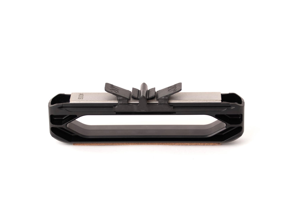 Wicked Edge Venture front view showing compact portable sharpener and carry benefits