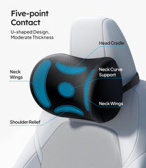 Wigoo neck pillow installed on driver seat showing improved head comfort