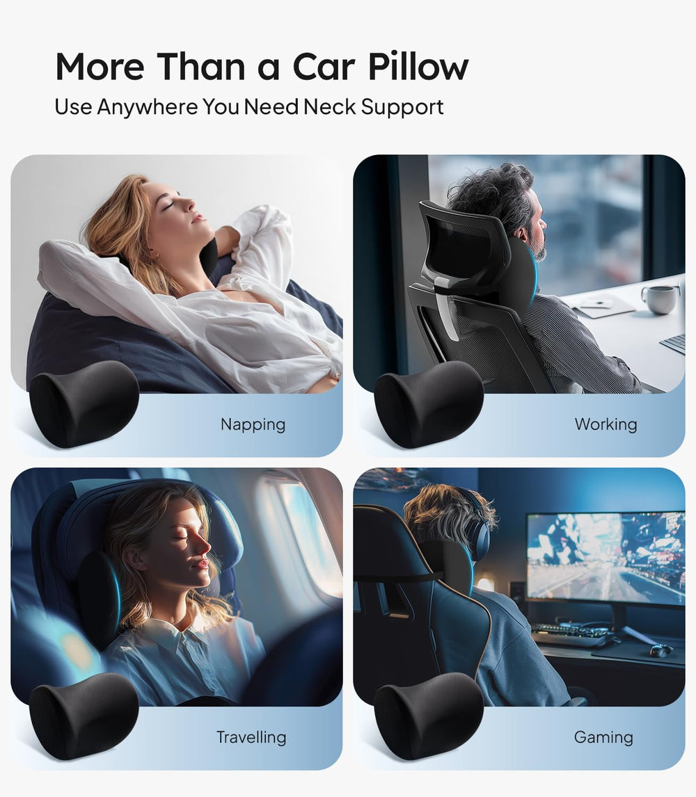 Wigoo pillow next to smartphone for scale showing compact travel-friendly size