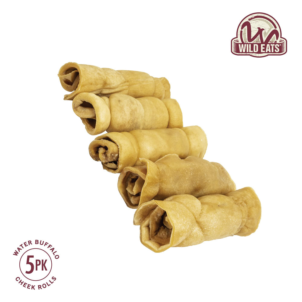 Cross-section of Wild Eats cheek roll showing thickness and density for lasting chew