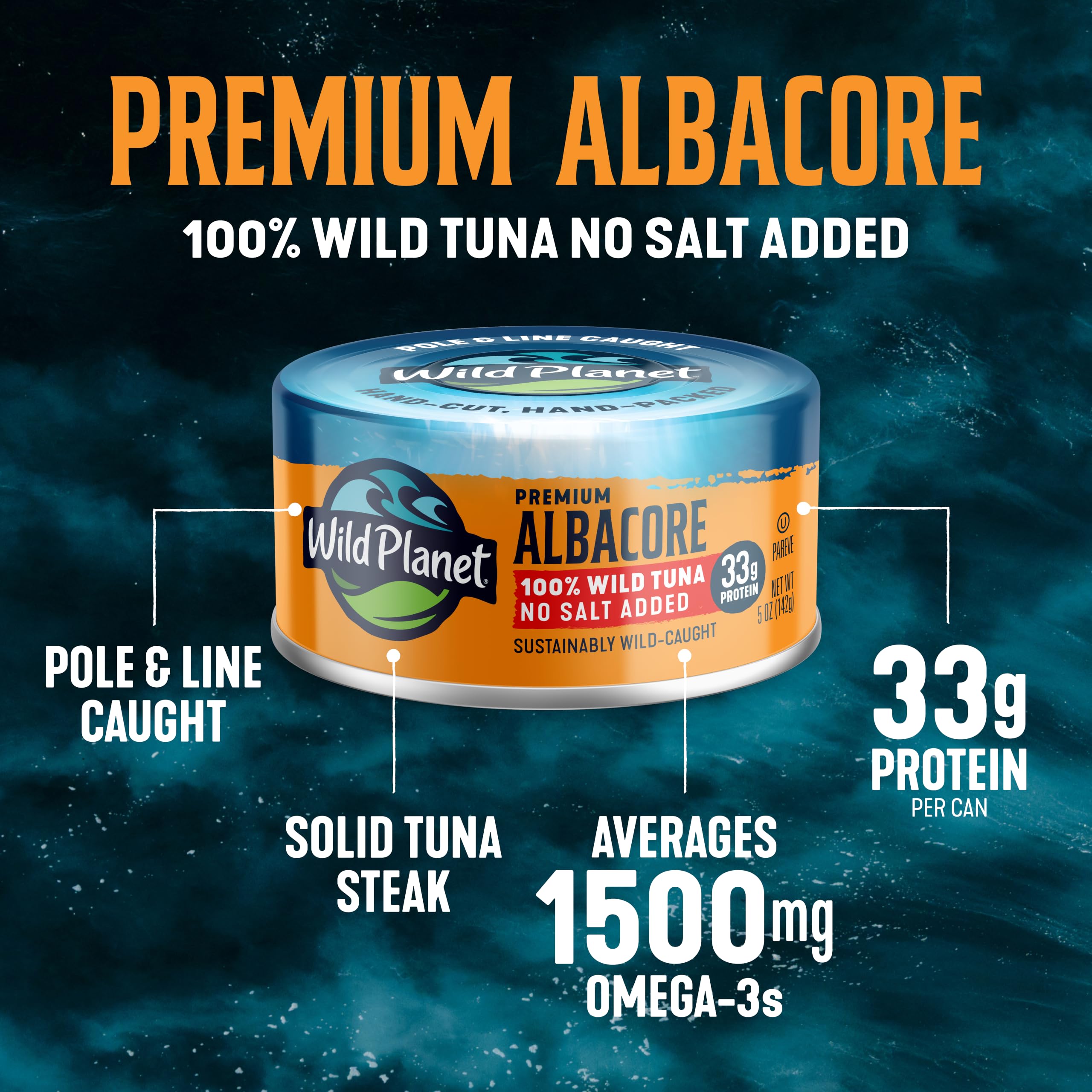 Wild Planet label and nutrition panel highlighting omega-3s