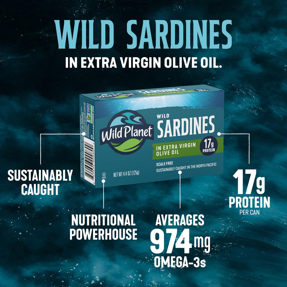 Wild Planet sardines on toast with lemon — demonstrates quick nutritious serving