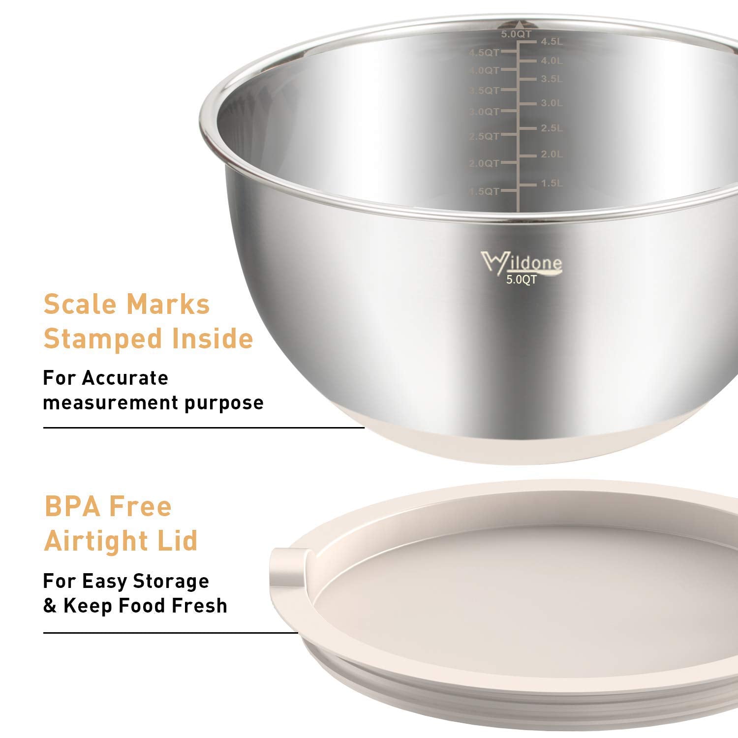 Wildone stacked bowls nested to save space, demonstrating compact kitchen storage benefit