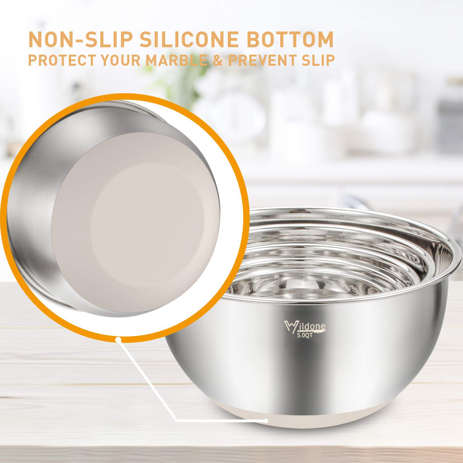 Wildone silicone non-slip bottom detail improving stability while mixing or whisking