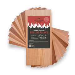 Wildwood Grilling front packaging showing 12 cedar planks and ready-to-use convenience