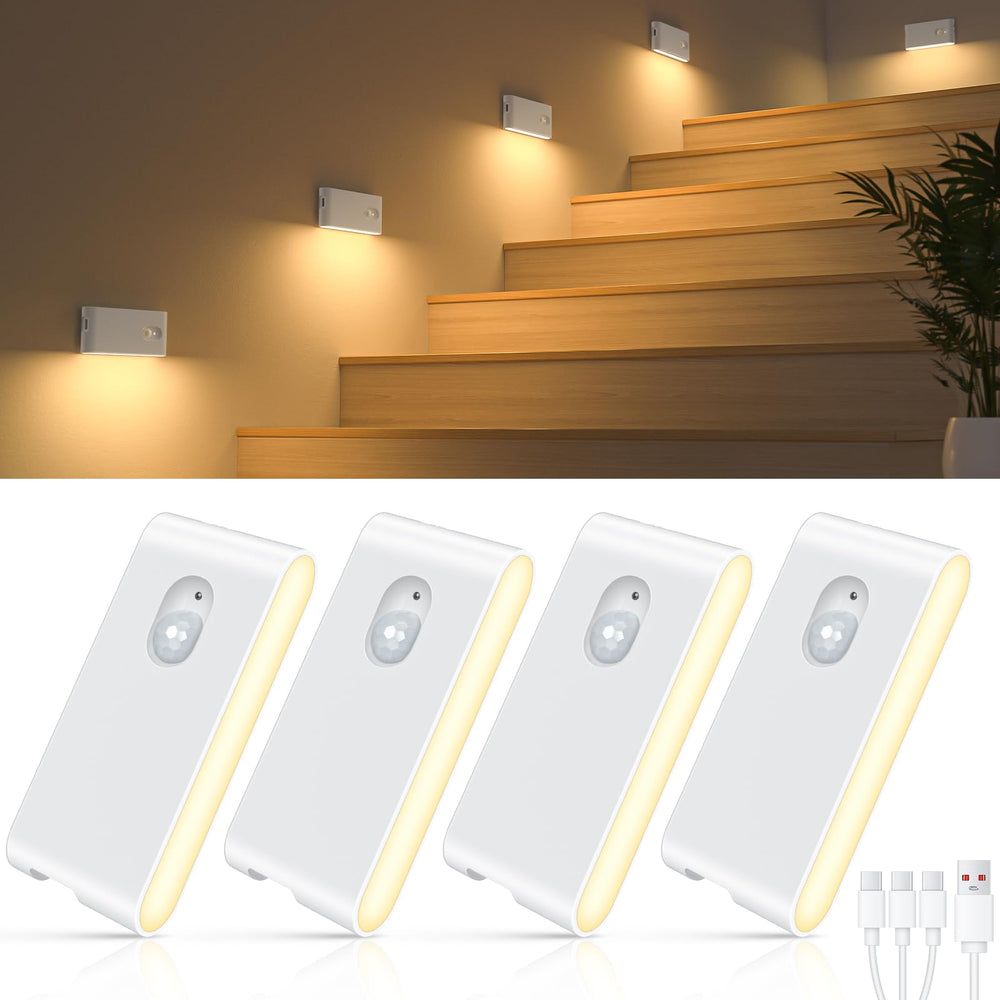WILLED front view of 4-pack box showing warm white stair lights and benefits