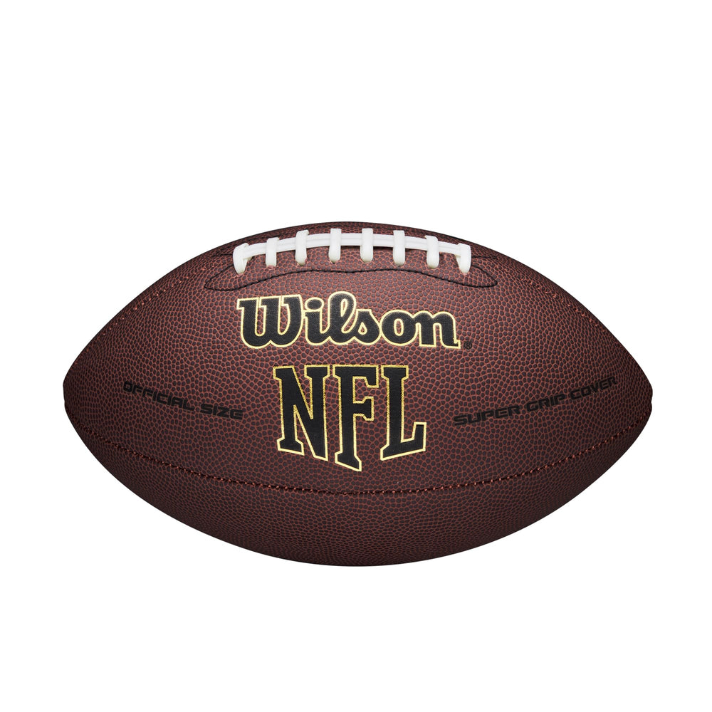 WILSON Super Grip front view showing official NFL branding and durable shell for consistent play
