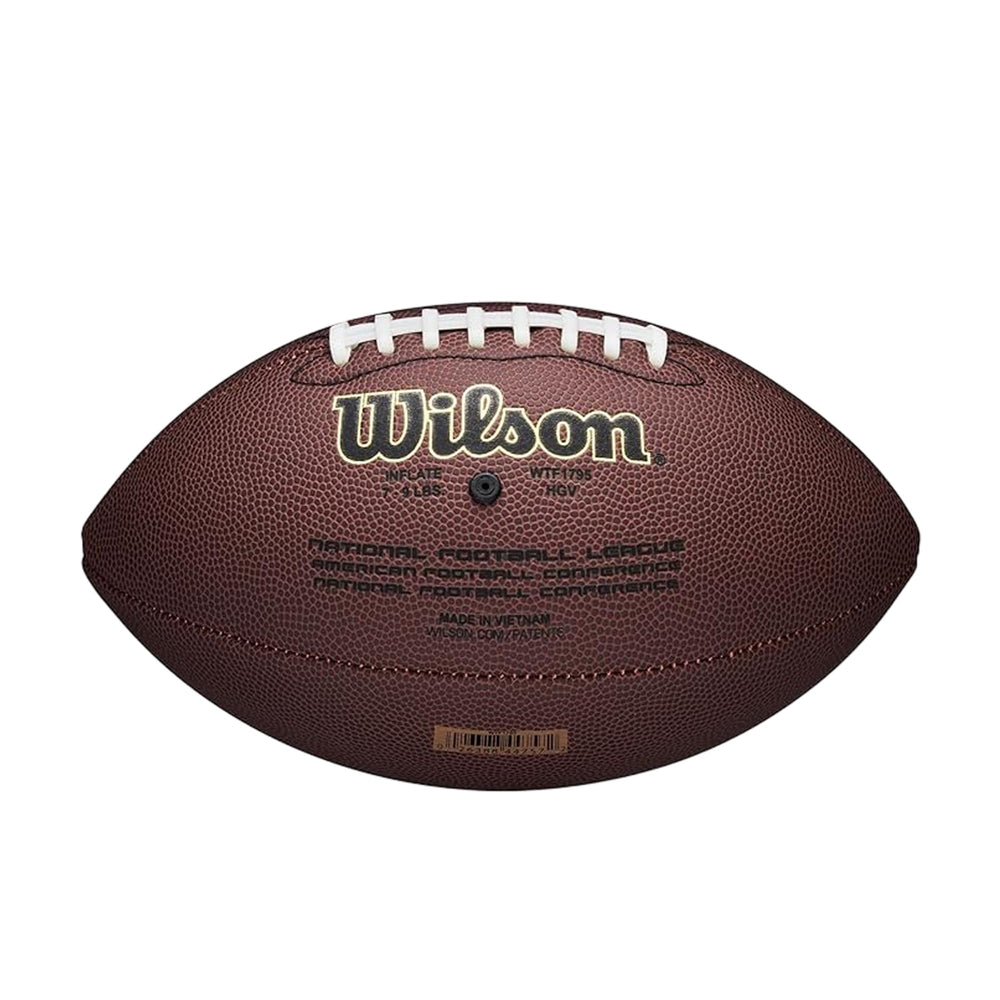WILSON lacing detail showing NFL-style laces for secure finger placement and throwing control