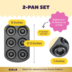 Wilton two-piece donut pan set stacked for compact storage and flexible batch baking