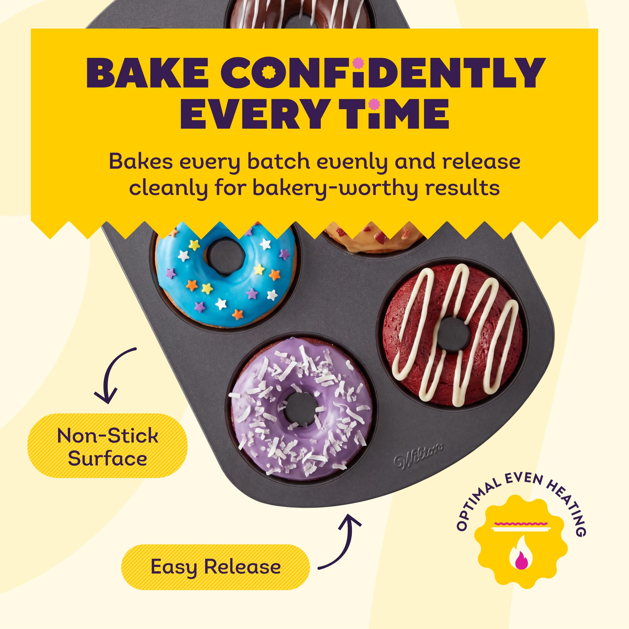 Wilton close-up of nonstick coating highlighting smooth surface and easy donut release