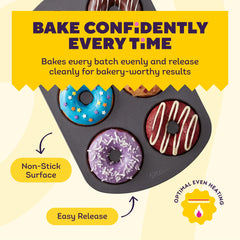 Wilton close-up of nonstick coating highlighting smooth surface and easy donut release