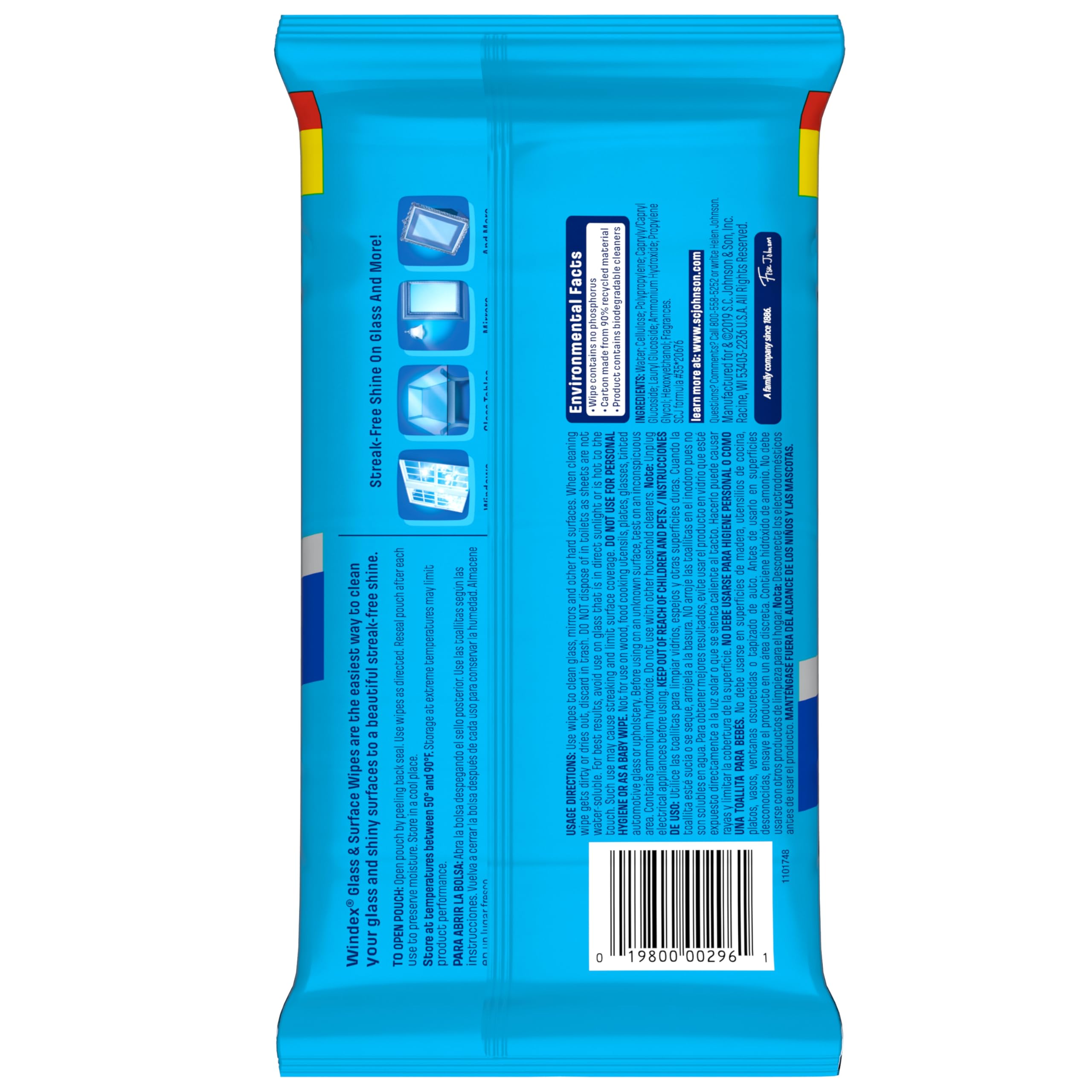 Product label close-up showing Windex branding and usage information