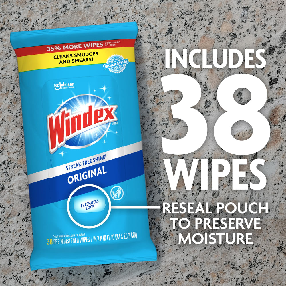 Hand using Windex wipe to remove fingerprint, delivering quick clarity