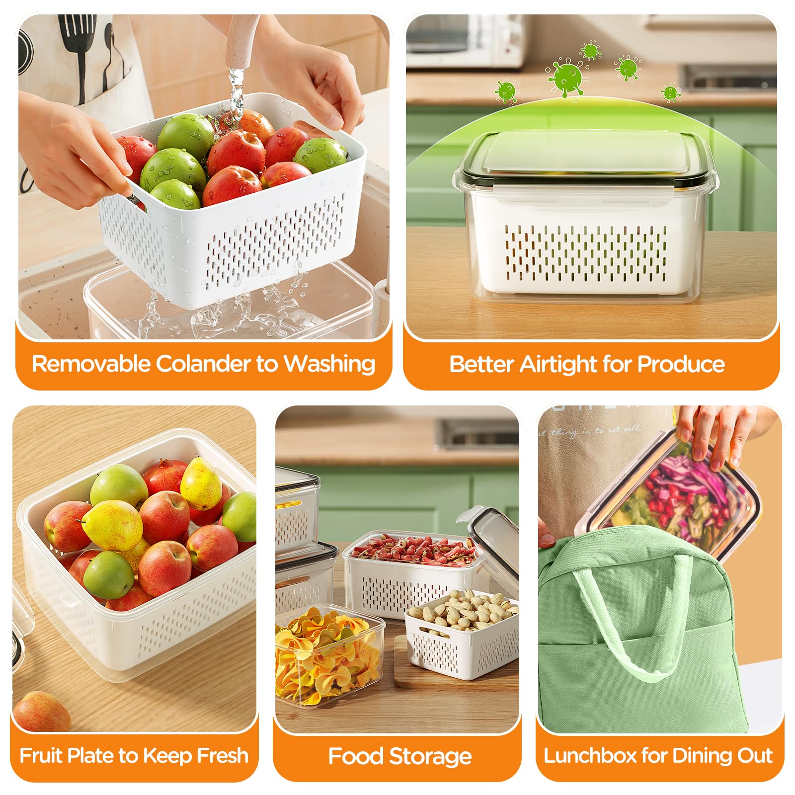 Winproper in use rinsing berries in colander to show quick wash-to-store convenience benefit