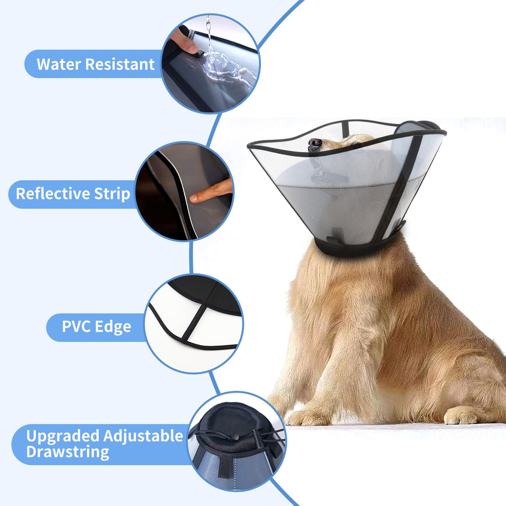 WinWeal elastic collar loop anchoring cone to collar for stability